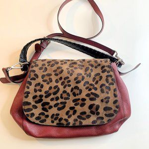 Innue Made in Italy Red & Leopard Leather Purse